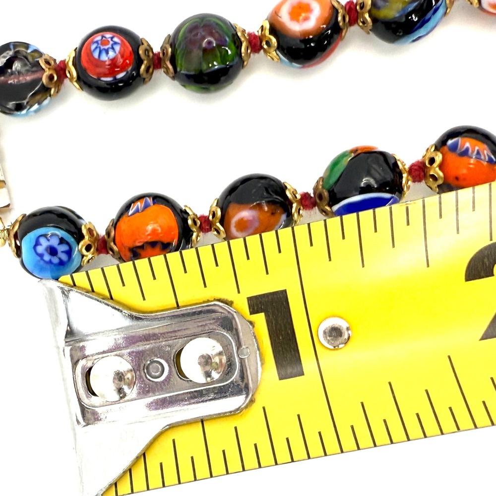 Murano Millefiori‎ Necklace Vintage Floral Glass Beaded Italy Colorful 18" READ - Picture 9 of 11